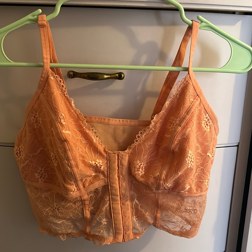 Colsie Peach Pink Lace Corset Bralette